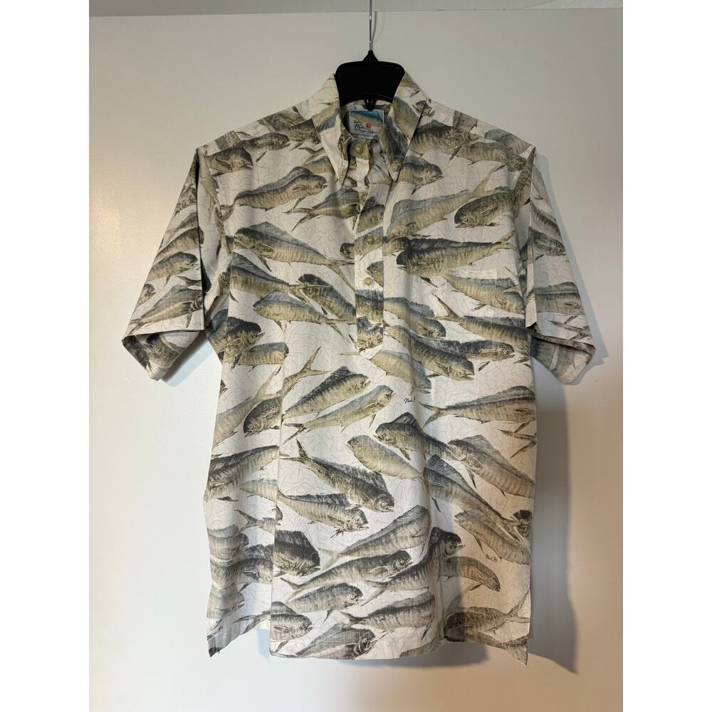 Reyn Spooner “Gyotaku by Naoki” mahi-mahi aloha shirt, men’s Large